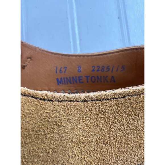 MINNETONKA “SUNDIAL” TAN SUEDE EMBELLISHED EMBROIDERED MOCCASINS SIZE 8 7.5 - Picture 6 of 6